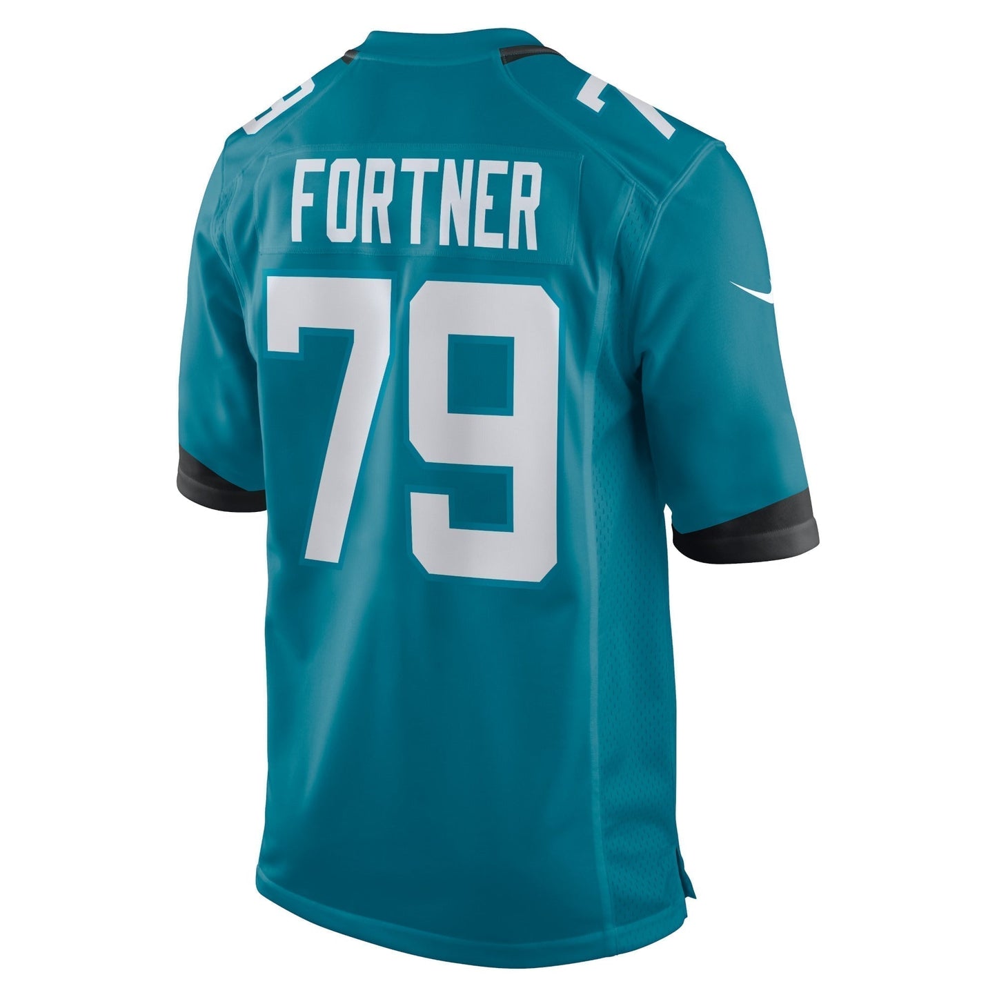 Luke Fortner Jacksonville Jaguars Game Jersey - Teal football jersey product view 3