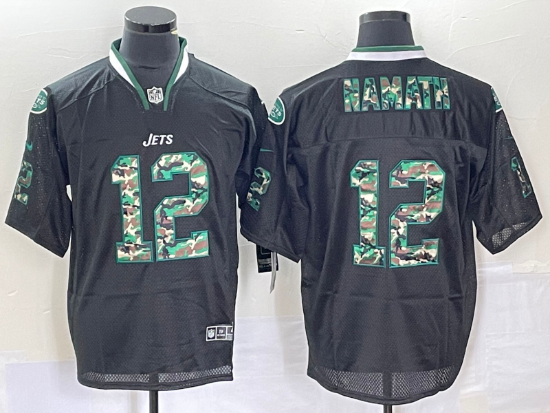 Men's New York Jets Joe Namath #12 Black Game Jersey1 football jersey product view 1