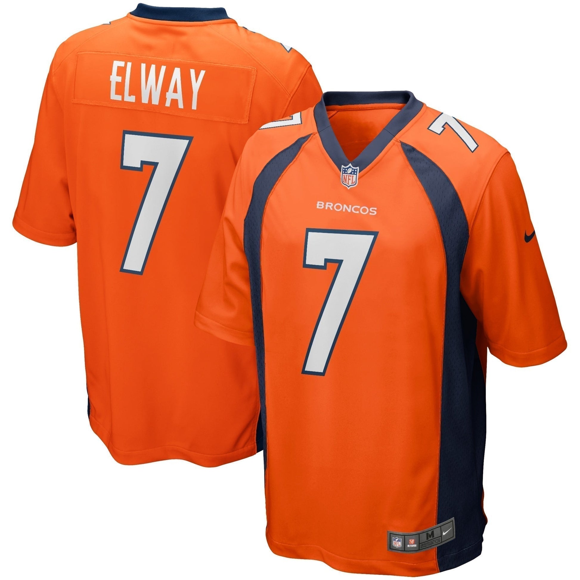 John Elway Denver Broncos Game Retired Jersey - Orange football jersey product view 1