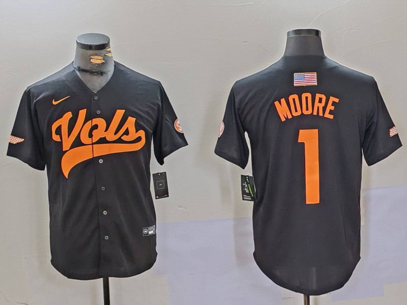 Men's Tennessee Volunteers Christian Moore Gray Game Jersey sports jersey product view 1