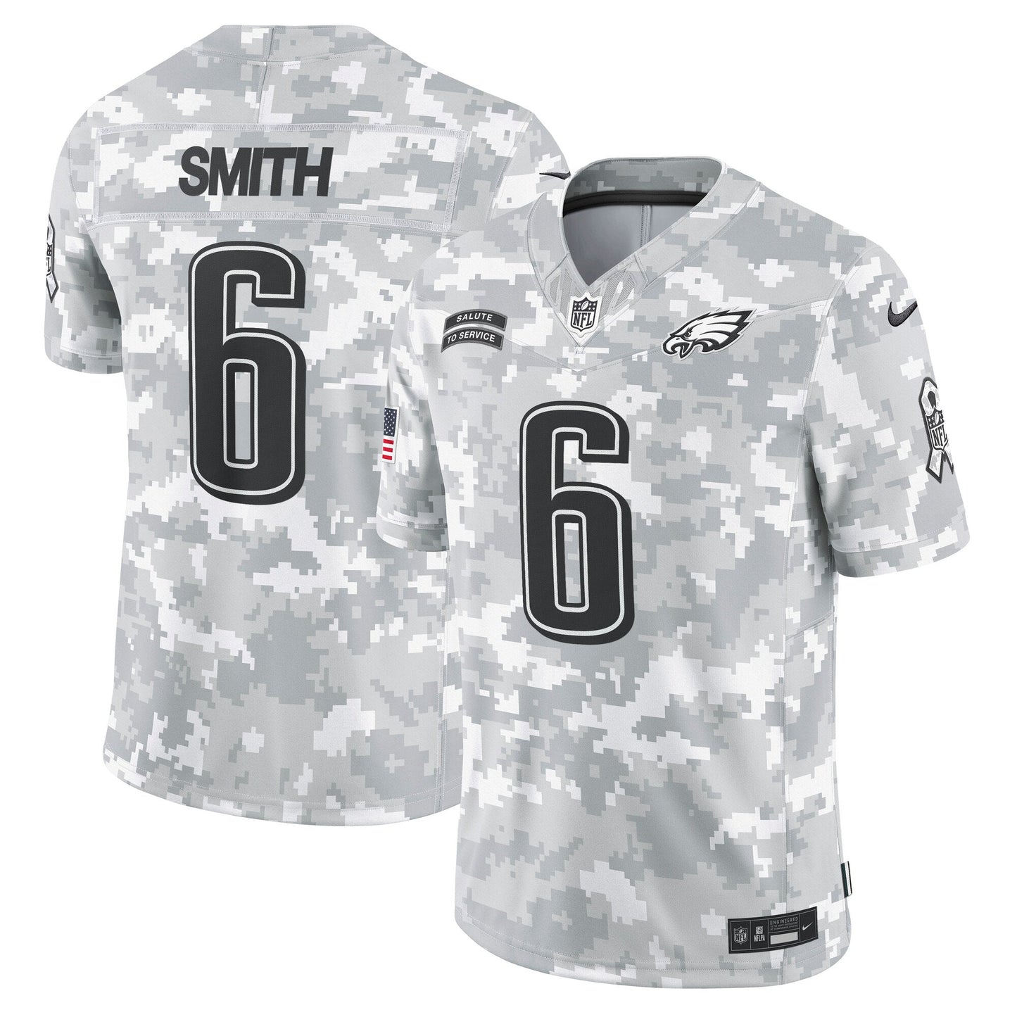 DeVonta Smith Philadelphia Eagles 2024 Salute to Service Limited Jersey - Arctic Camo football jersey product view 1