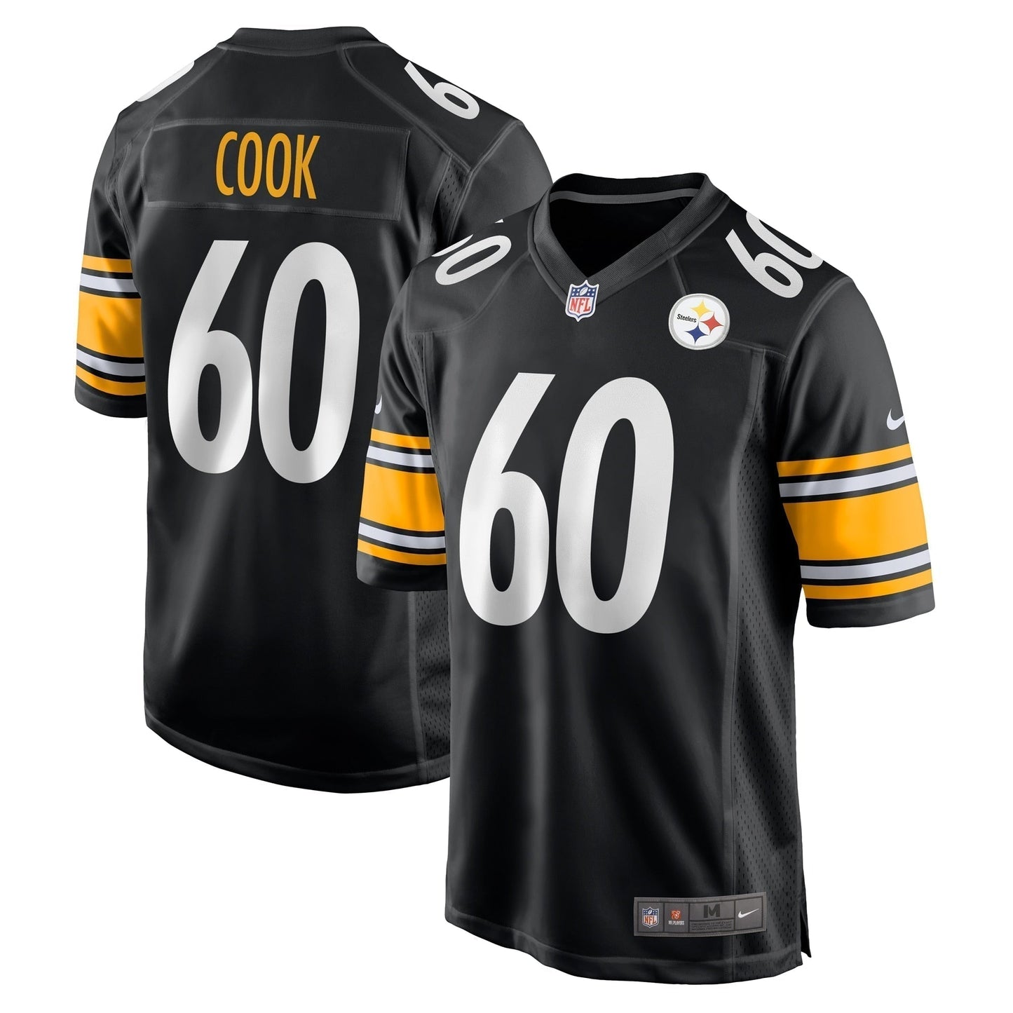 Dylan Cook Pittsburgh Steelers Game Jersey - Black football jersey product view 1