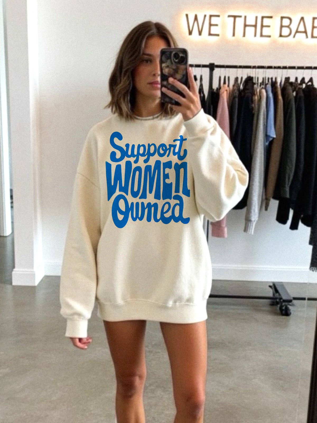 Support Woman Owned Graphic Sweatshirt - Vanilla Unisex T-shirt, Sweatshirt, Hoodie, Long Sleeve Tee - T-Shirt, Sweatshirt, Hoodie