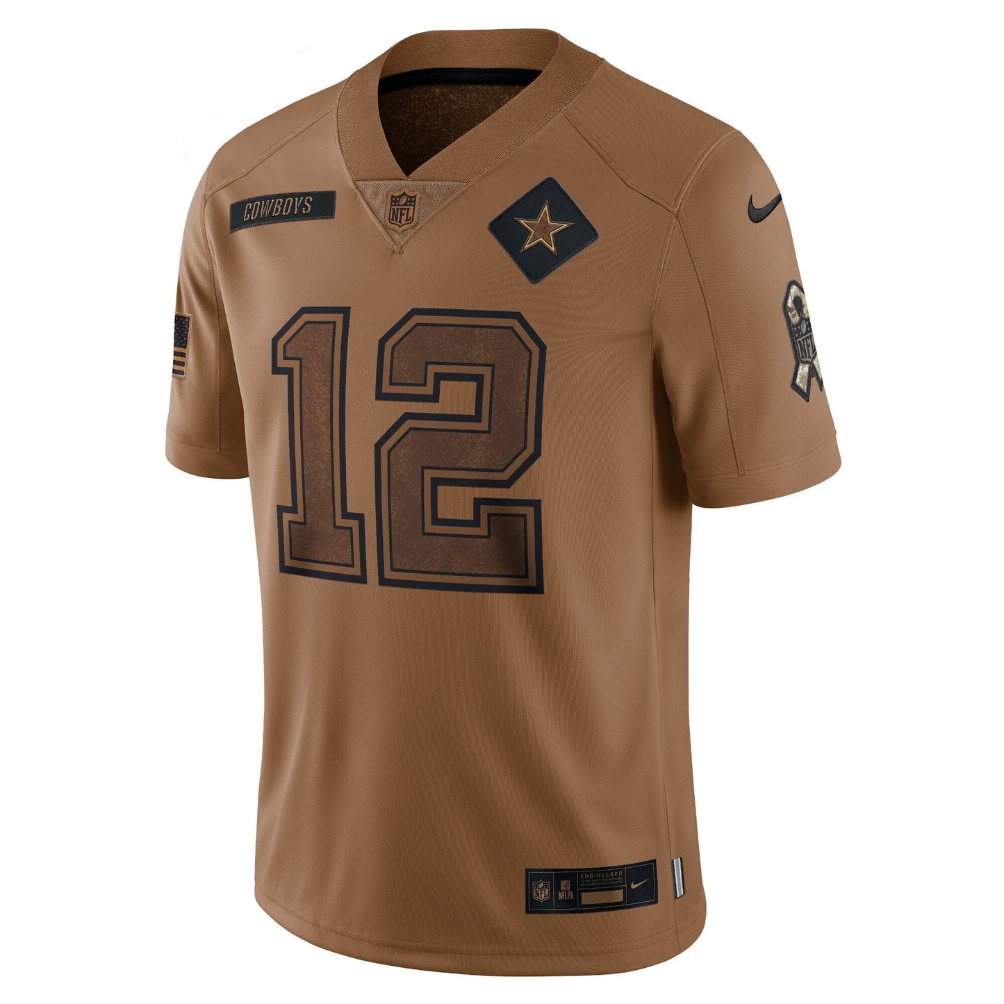 Roger Staubach Dallas Cowboys Salute To Service Retired Limited Jersey - Brown football jersey product view 2