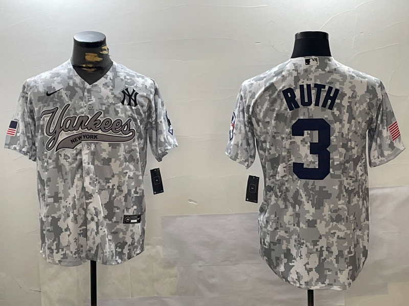Men's New York Yankees Babe Ruth Arctic Camo 2024 Salute to Service Limited Jersey baseball jersey product view 1