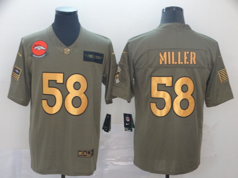 Men's Denver Broncos Von Miller #58 Brown Authentic Game Jersey1 football jersey product view 1
