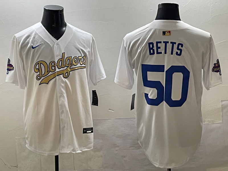 Men's Los Angeles Dodgers Mookie Betts White Player Game Jersey1 baseball jersey product view 1