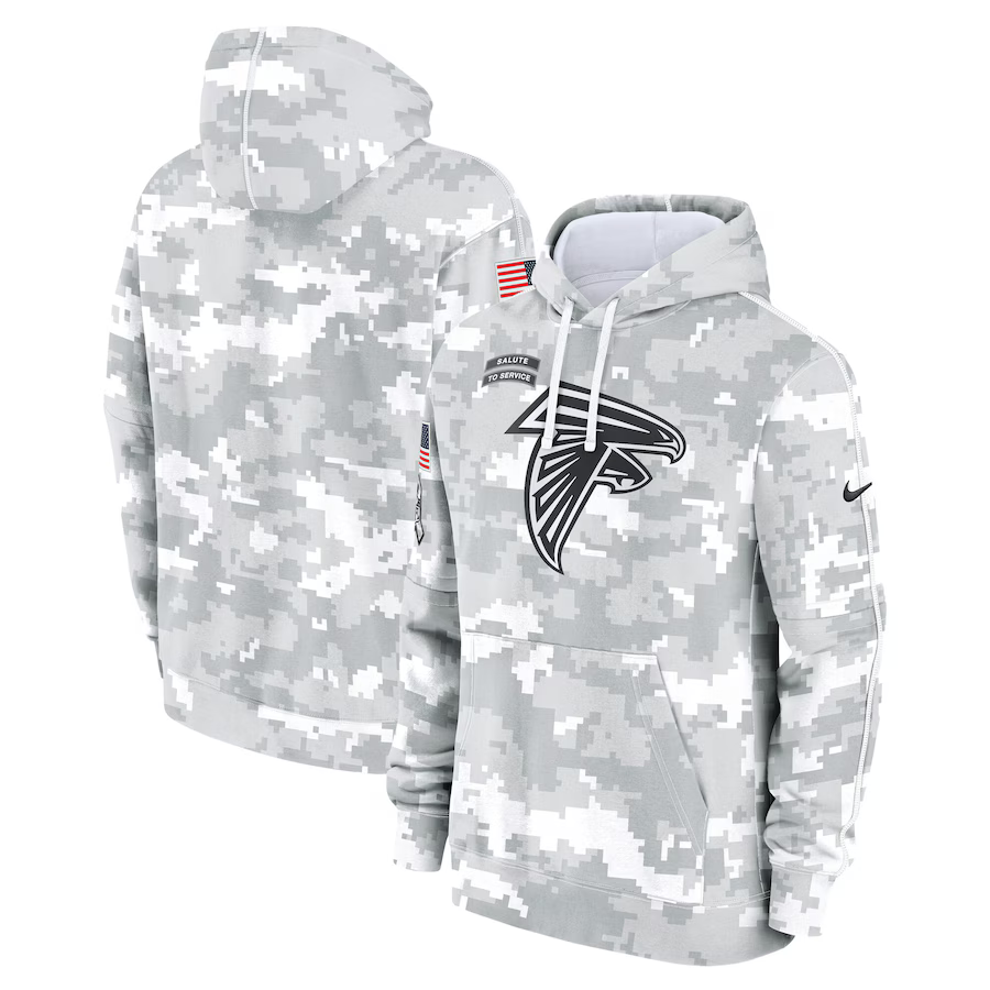 Men's Atlanta Falcons Arctic Camo 2024 Salute to Service Club Fleece Pullover Hoodie football jersey product view 1