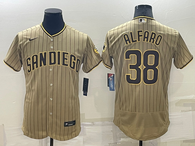 Men's San Diego Padres Jorge Alfaro #38 Khaki Stitched Jersey1 baseball jersey product view 1