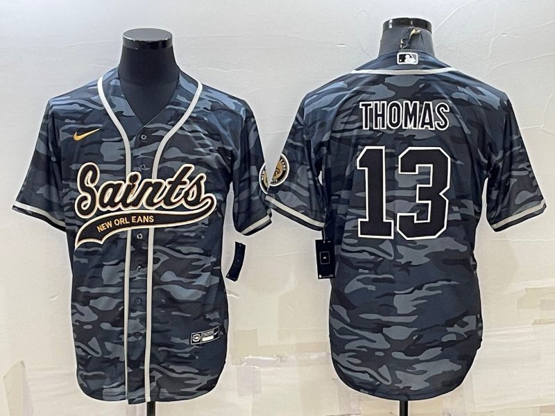 Men's New Orleans Saints Michael Thomas Grey Camouflage Game Jersey Joint Edition football jersey product view 1