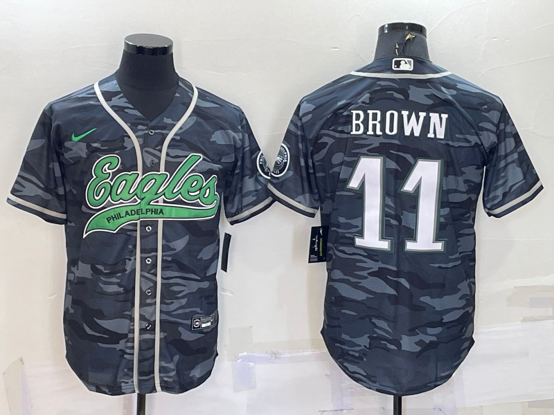 Men's Philadelphia Eagles A.J. Brown Grey Camouflage Game Jersey Joint Edition football jersey product view 1