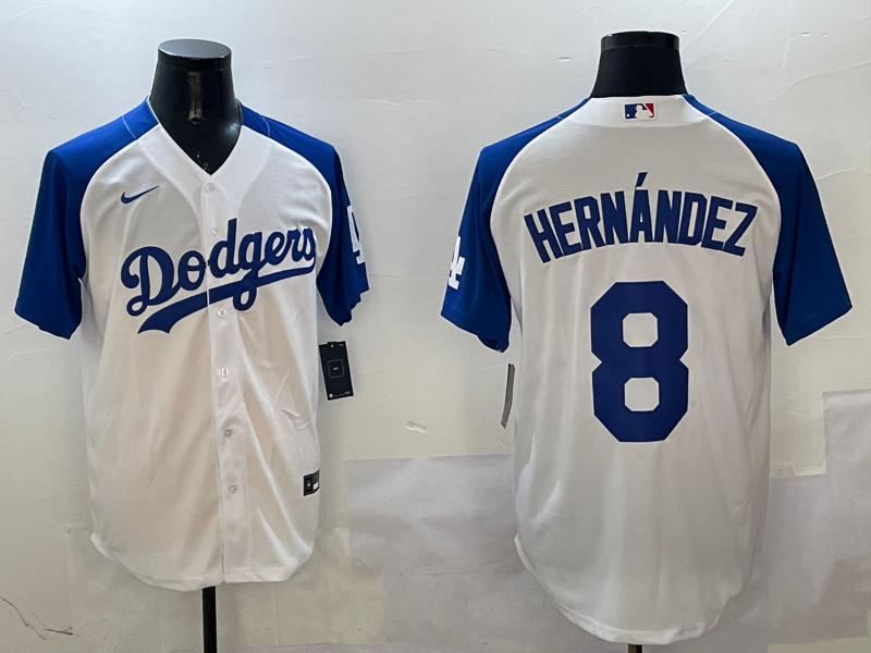 Men's Los Angeles Dodgers Enrique Hernandez #8 White Game Player Jersey baseball jersey product view 1