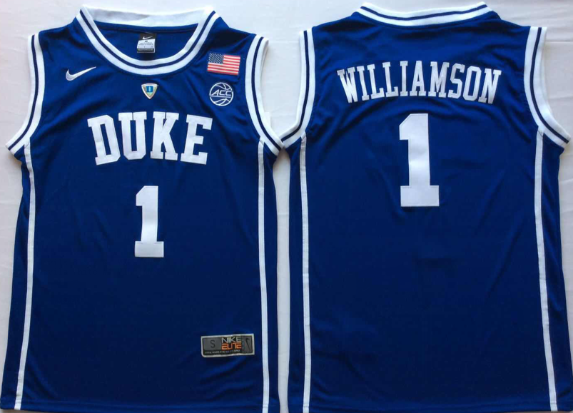 Men's Duke Blue Devils Zion Williamson Blue Player Game Jersey sports jersey product view 1