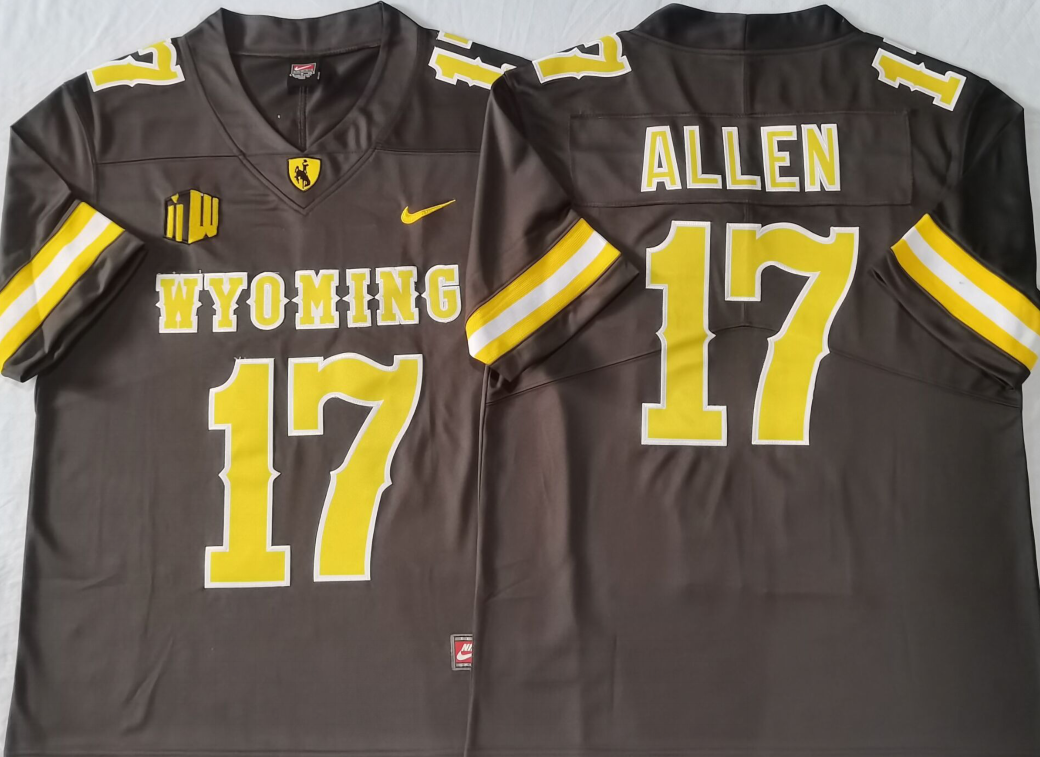 Men's Wyoming Cowboys Josh Allen Brown Player Game Jersey football jersey product view 1