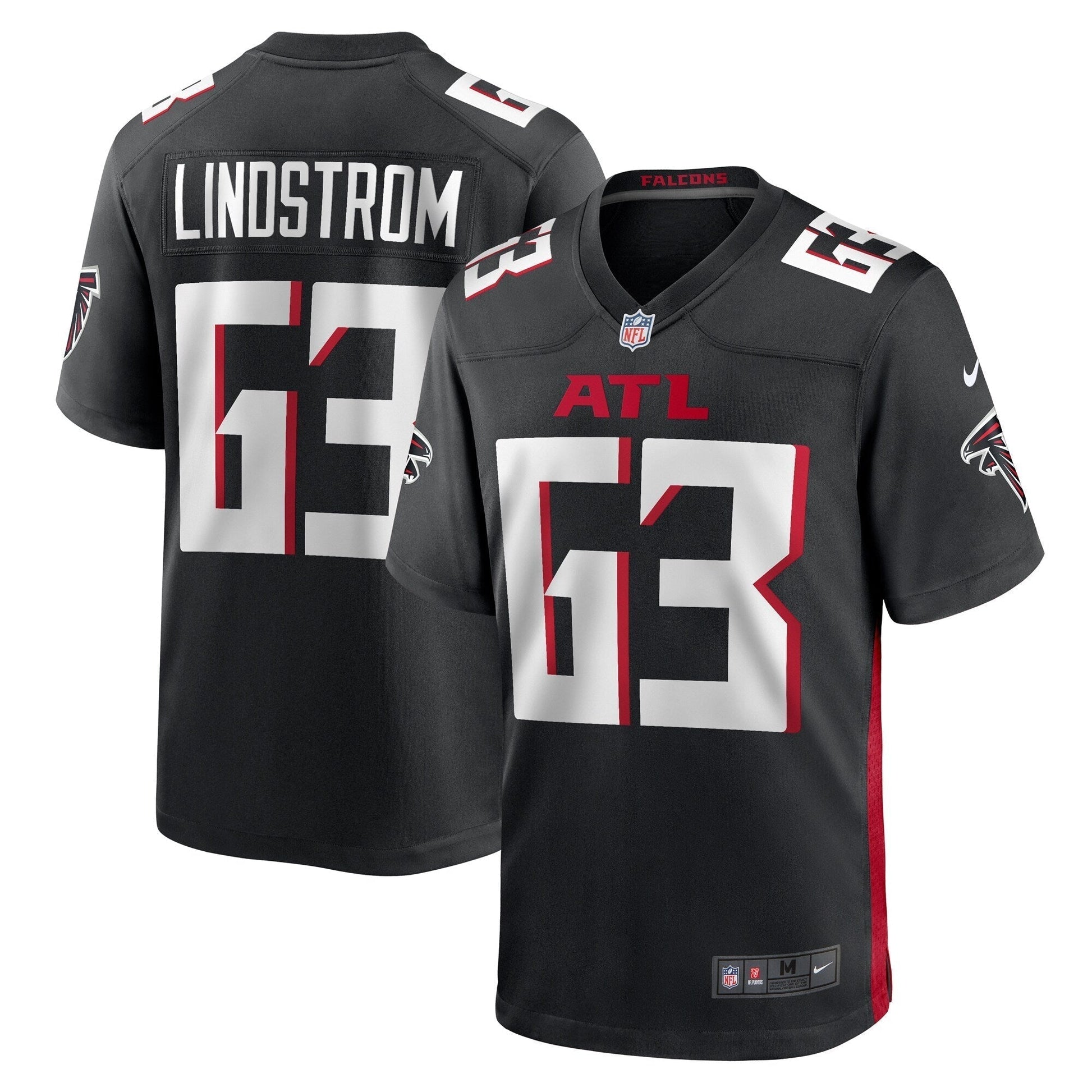 Chris Lindstrom Atlanta Falcons Team Game Jersey - Black football jersey product view 1