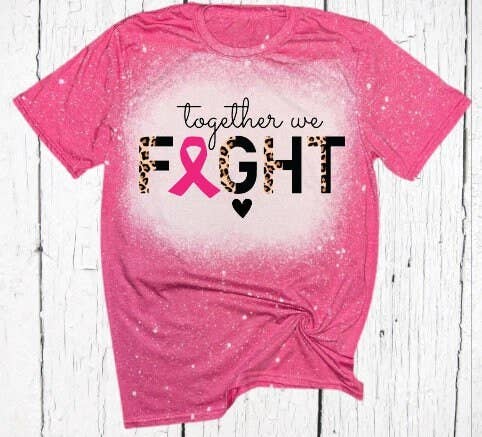Together We Fight Breast Cancer Bleached T-Shirt - Pink Octo Unisex T-shirt, Sweatshirt, Hoodie, Long Sleeve Tee - T-Shirt, Sweatshirt, Hoodie