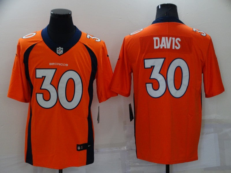 Men's Denver Broncos Terrell Davis #30 Orange Game Retired Player Jersey1 football jersey product view 1
