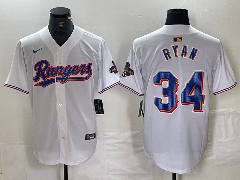 Men's Texas Rangers Nolan Ryan White 2024 Gold Collection Limited Player Jersey baseball jersey product view 1