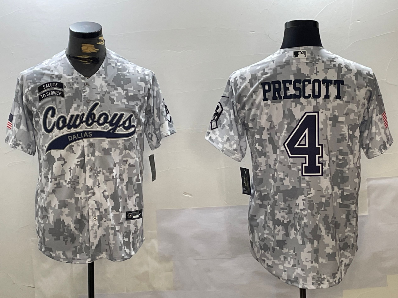 Men's Dallas Cowboys Dak Prescott #4 Arctic Camo 2024 Salute to Service Player Jersey1 football jersey product view 1
