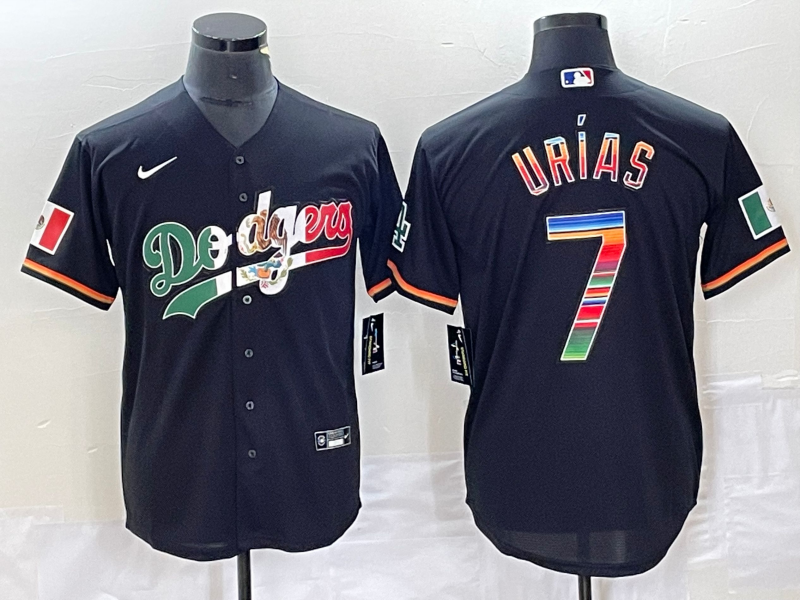 Men's Los Angeles Dodgers Julio Urias Black Alternate Replica Player Jersey baseball jersey product view 1
