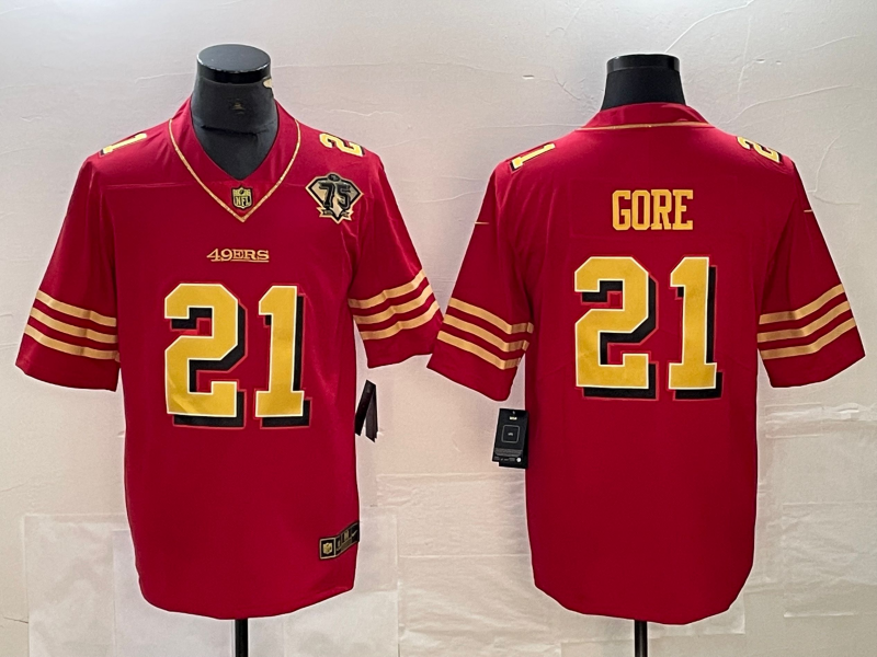 Men's San Francisco 49ers Frank Gore #21 Red Game Player Jersey1 football jersey product view 1