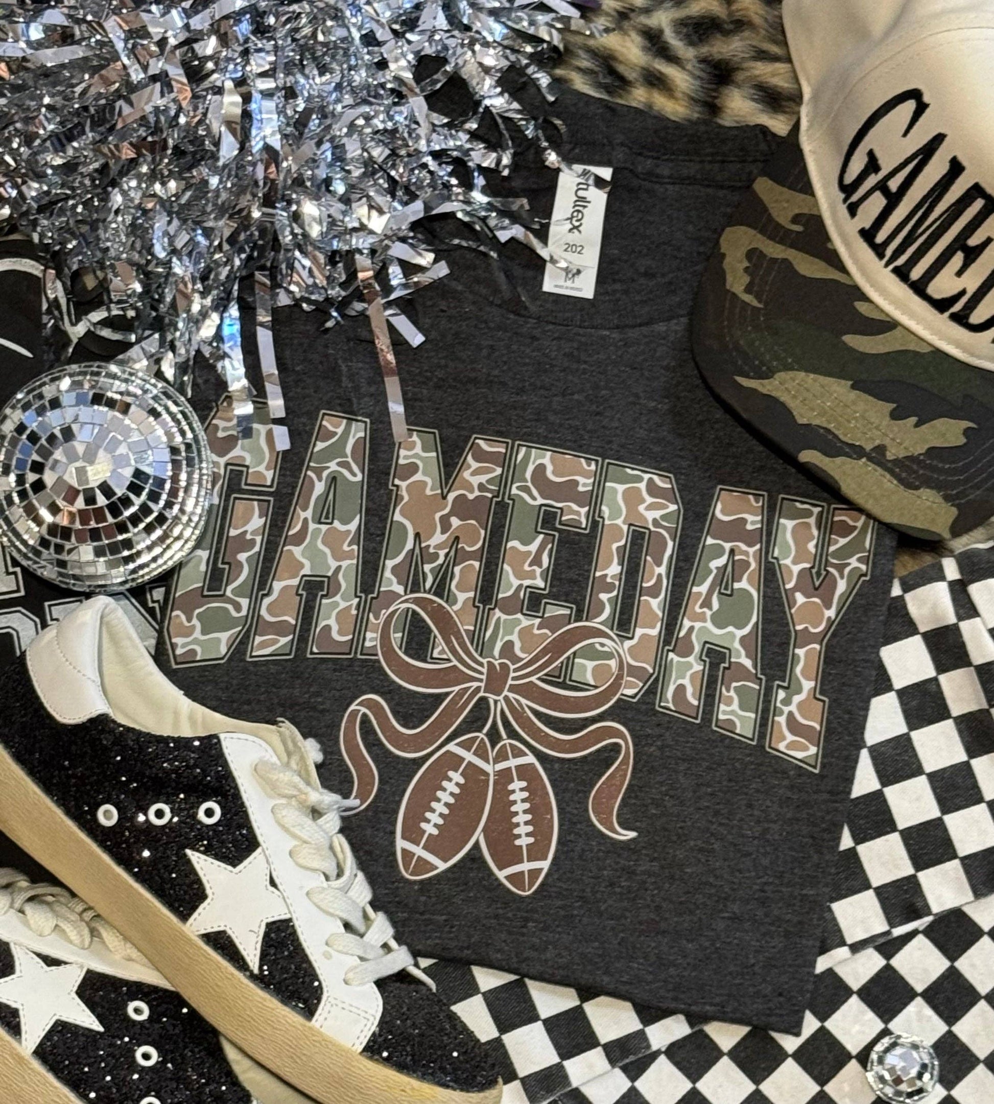 Gameday Camo Football Cherries Tee Unisex T-shirt, Sweatshirt, Hoodie, Long Sleeve Tee - T-Shirt, Sweatshirt, Hoodie