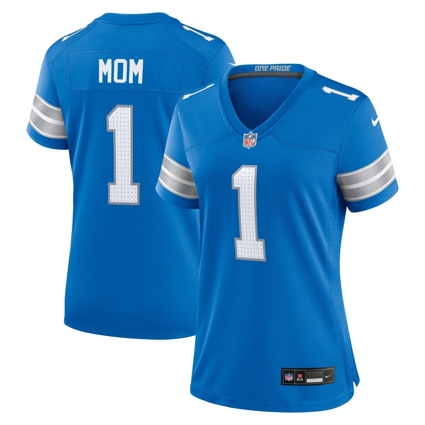 Number 1 Mom Detroit Lions Game Jersey - Blue football jersey product view 1
