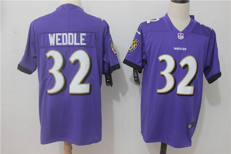 Men's Baltimore Ravens Eric Weddle #32 Purple Game Jersey1 football jersey product view 1