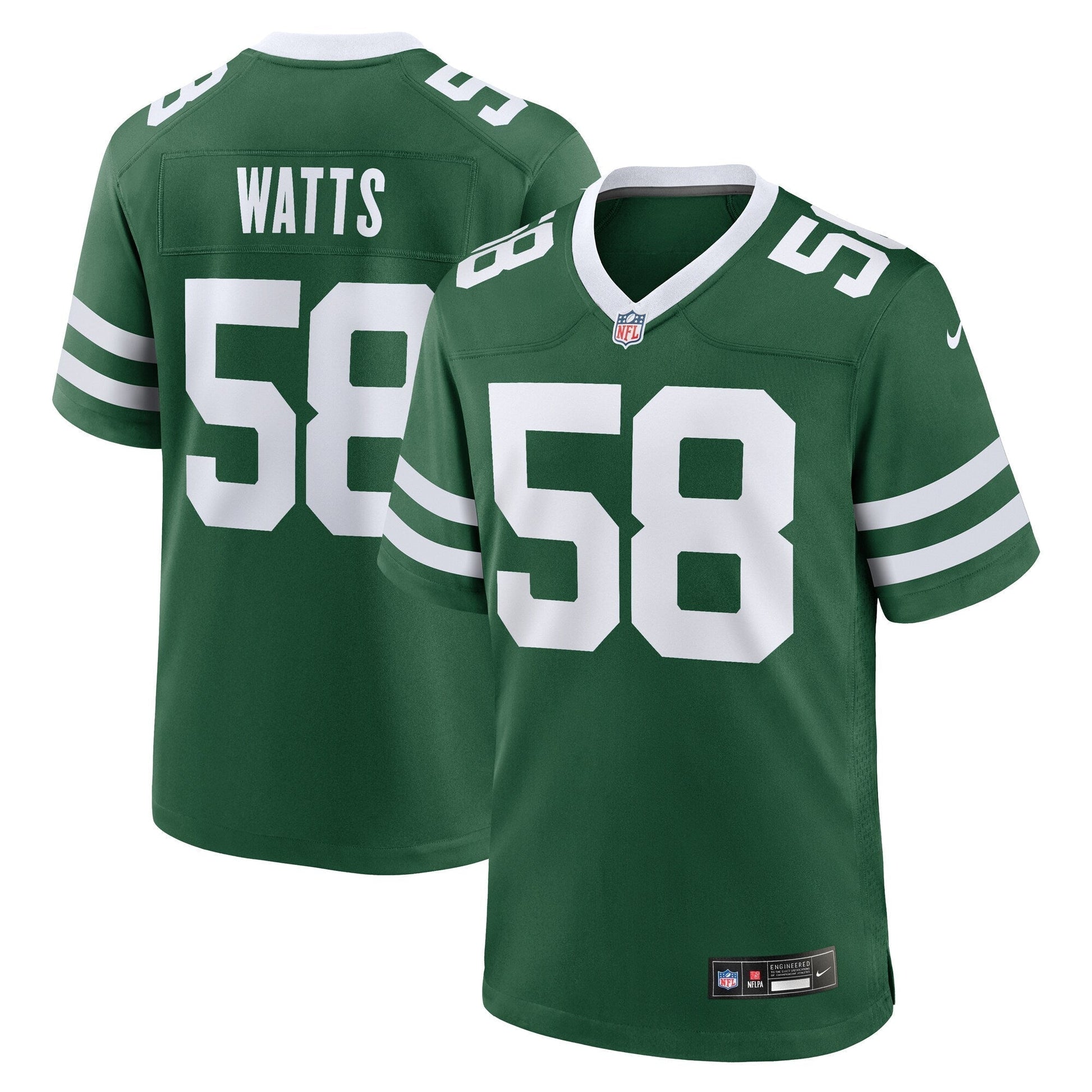 Eric Watts New York Jets Team Game Jersey - Legacy Green football jersey product view 1