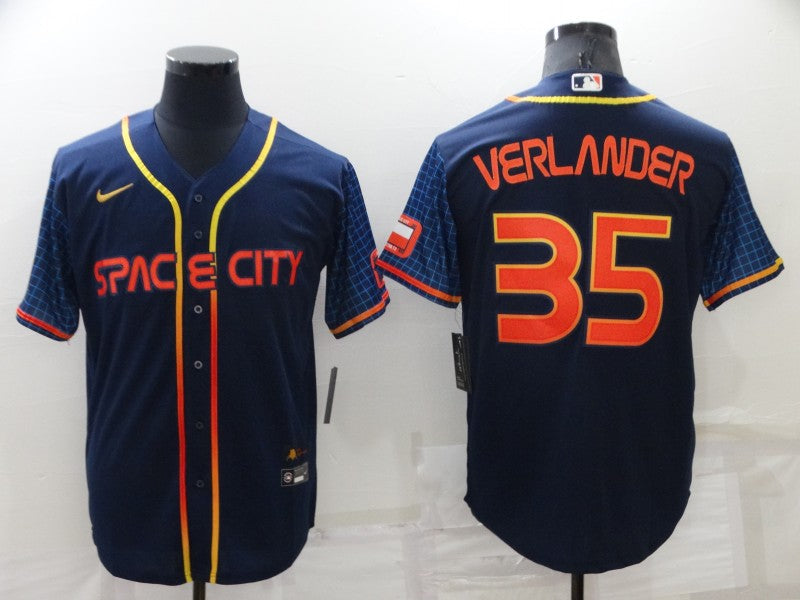 Men's Houston Astros Justin Verlander #35 Navy Space City Jersey baseball jersey product view 1