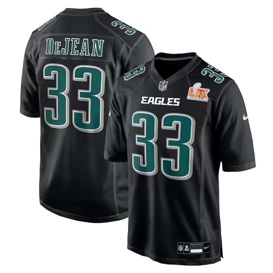 Men's Philadelphia Eagles Cooper DeJean Carbon Black Super Bowl LIX Fashion Game Player Jersey football jersey product view 1