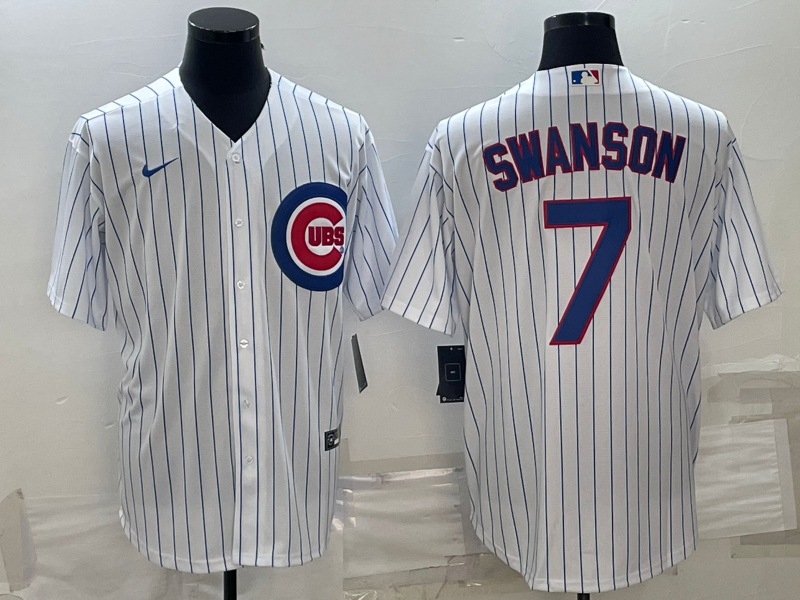 Men's Chicago Cubs Dansby Swanson White Home Replica Player Jersey baseball jersey product view 1