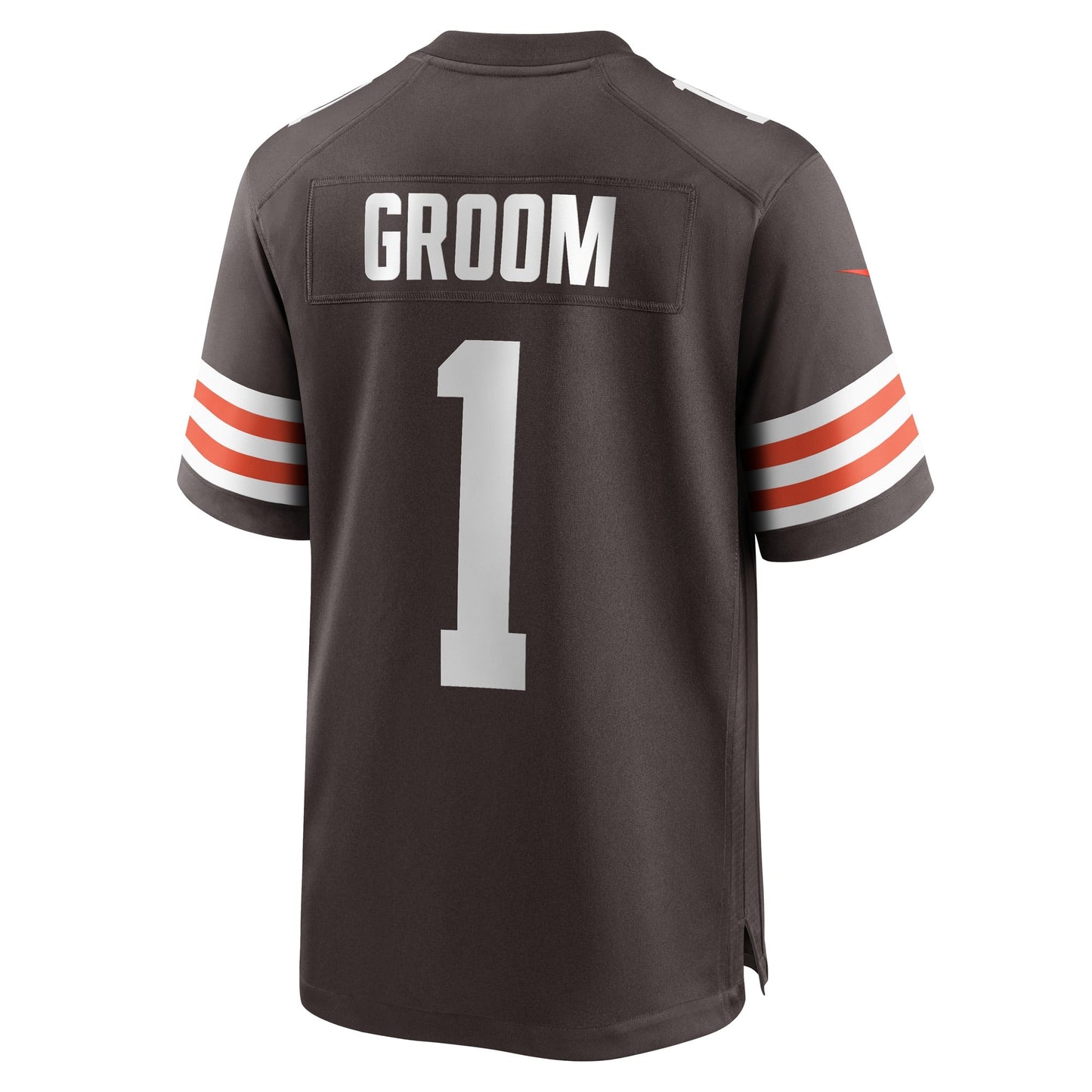 Number 1 Groom Cleveland Browns Game Jersey - Brown football jersey product view 3