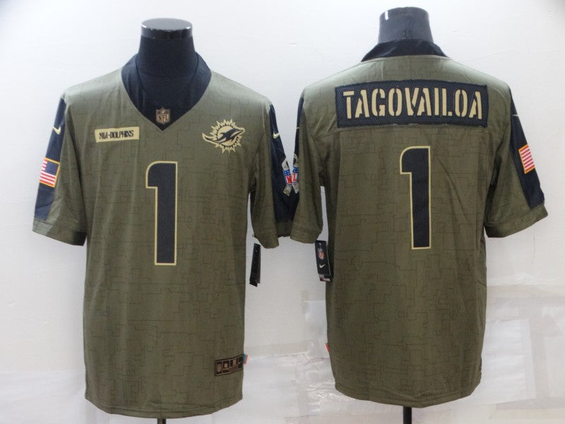 Men's Miami Dolphins Tua Tagovailoa #1 Brown Game Jersey1 football jersey product view 1