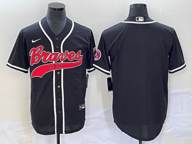 Men's Atlanta Braves Black Replica Blank Jersey Joint Edition baseball jersey product view 1