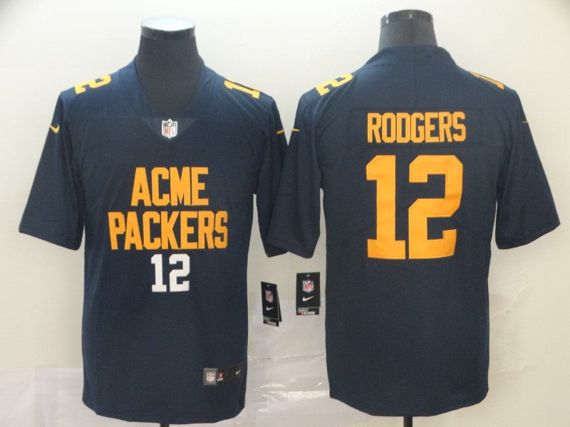 Men's Green Bay Packers Aaron Rodgers #12 Navy City Edition Game Jersey1 football jersey product view 1