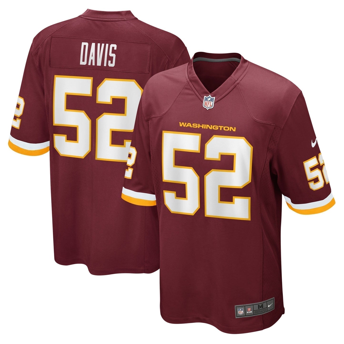 Jamin Davis Washington Football Team Game Jersey - Burgundy football jersey product view 1