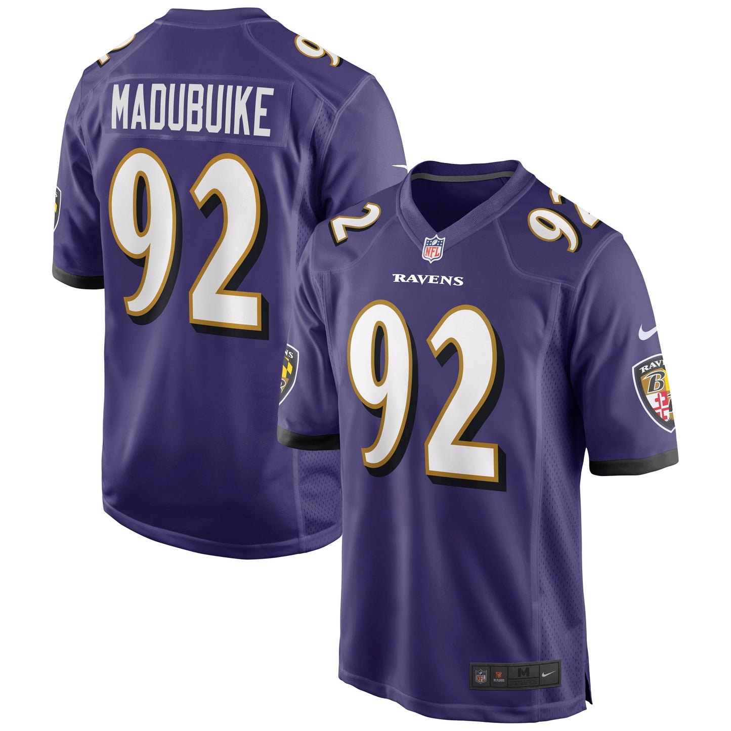 Justin Madubuike Baltimore Ravens Game Jersey - Purple football jersey product view 1