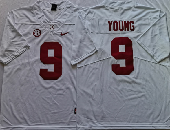 Men's Alabama Crimson Tide Bryce Young #9 White Player Game Jersey sports jersey product view 1
