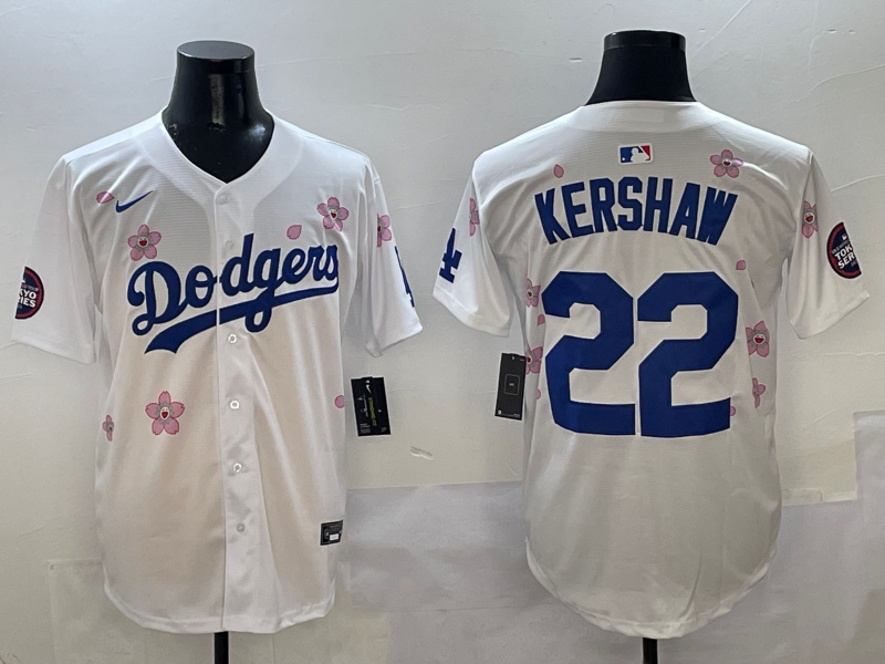 Men's Los Angeles Dodgers Clayton Kershaw #22 White Game Player Jersey baseball jersey product view 1