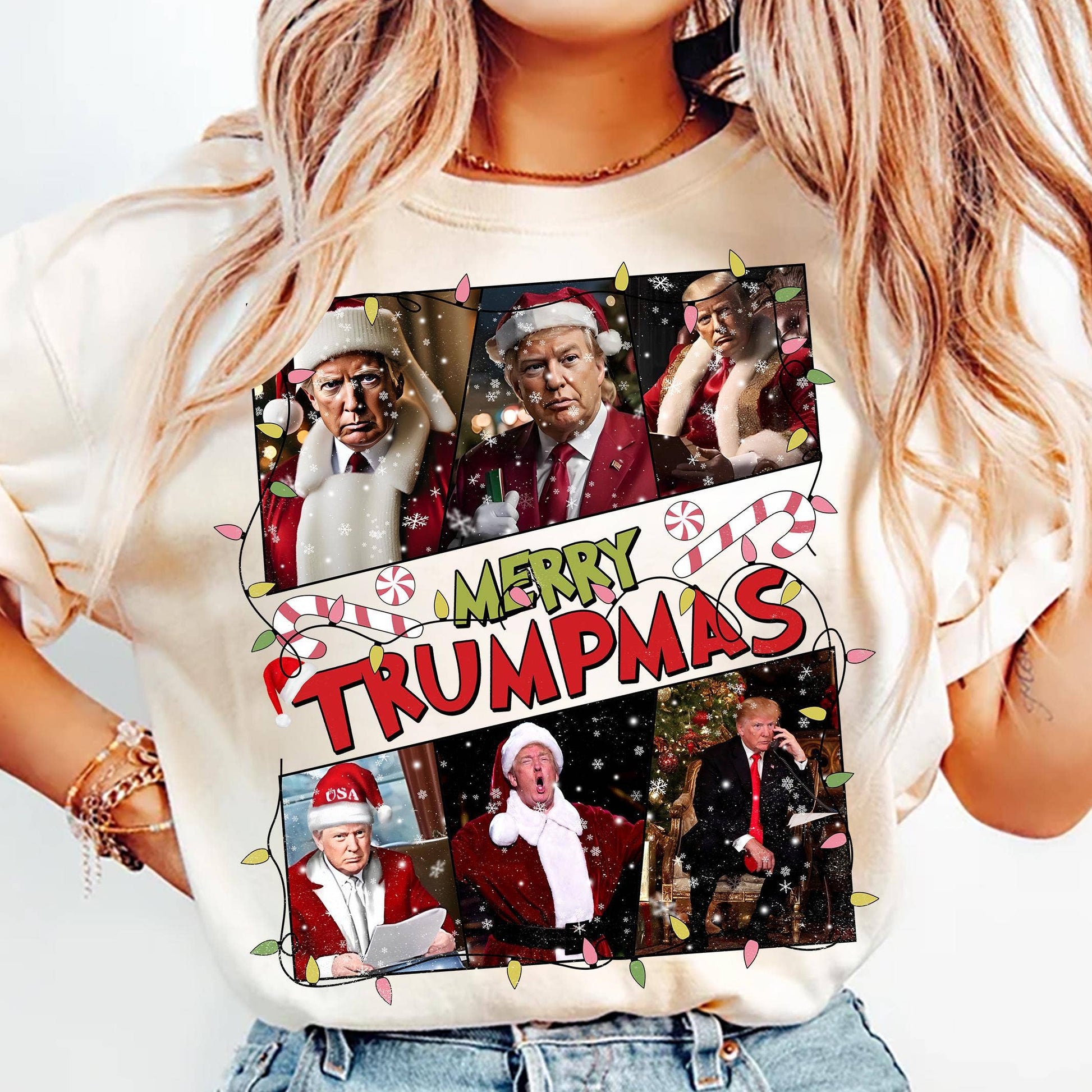 Merry Trumpmas T-Shirt with Christmas Design Unisex T-shirt, Sweatshirt, Hoodie, Long Sleeve Tee - T-Shirt, Sweatshirt, Hoodie