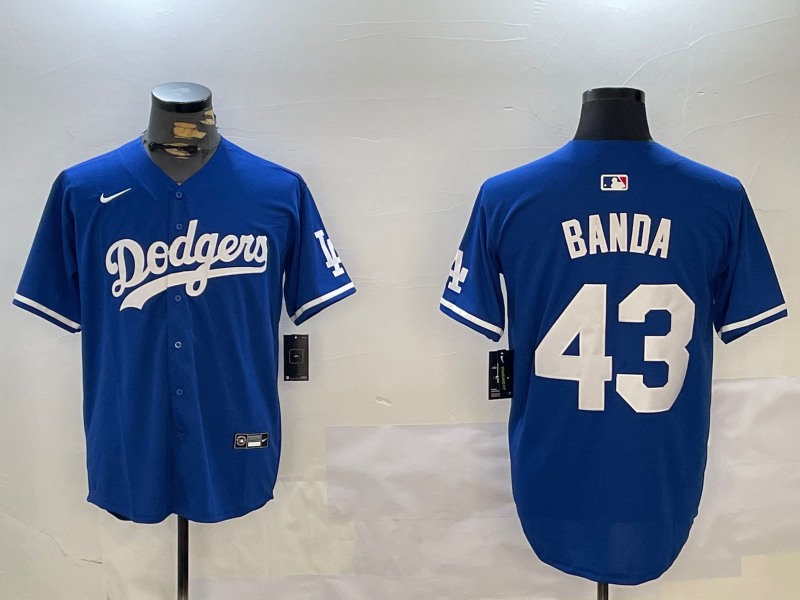 Men's Los Angeles Dodgers Anthony Banda #43 Royal Replica Player Jersey1 baseball jersey product view 1
