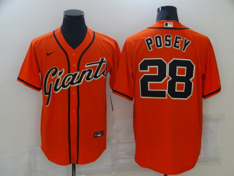 Men's San Francisco Giants Buster Posey #28 Orange Replica Baseball Jersey baseball jersey product view 1