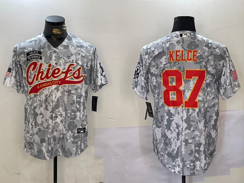 Men's Kansas City Chiefs Travis Kelce #87 Arctic Camo Salute to Service Limited Jersey1 football jersey product view 1