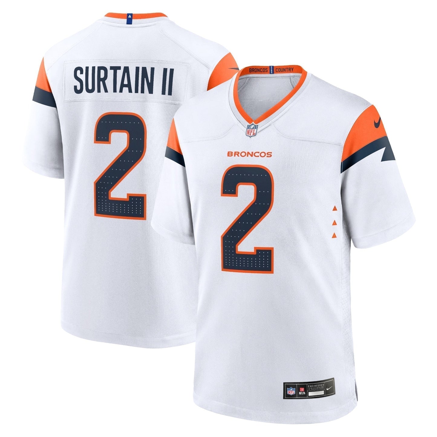 Patrick Surtain II Denver Broncos Mile High Collection Game Jersey - White football jersey product view 1