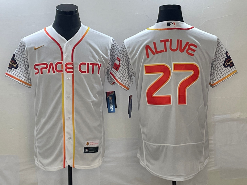 Men's Houston Astros Jose Altuve #27 White City Connect Replica Player Jersey baseball jersey product view 1