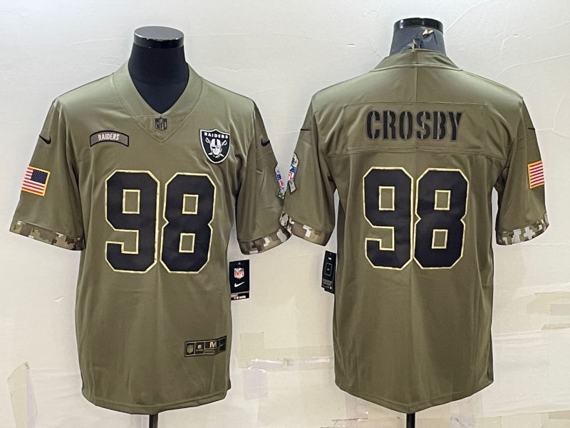 Men's Las Vegas Raiders Maxx Crosby #98 Olive 2022 Salute To Service Limited Jersey1 football jersey product view 1