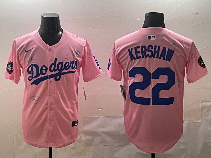 Men's Los Angeles Dodgers Clayton Kershaw Pink Replica Player Jersey baseball jersey product view 1