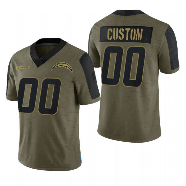 Custom1 Los Angeles Chargers Olive 2021 Salute To Service Limited Football Jerseys football jersey product view 1