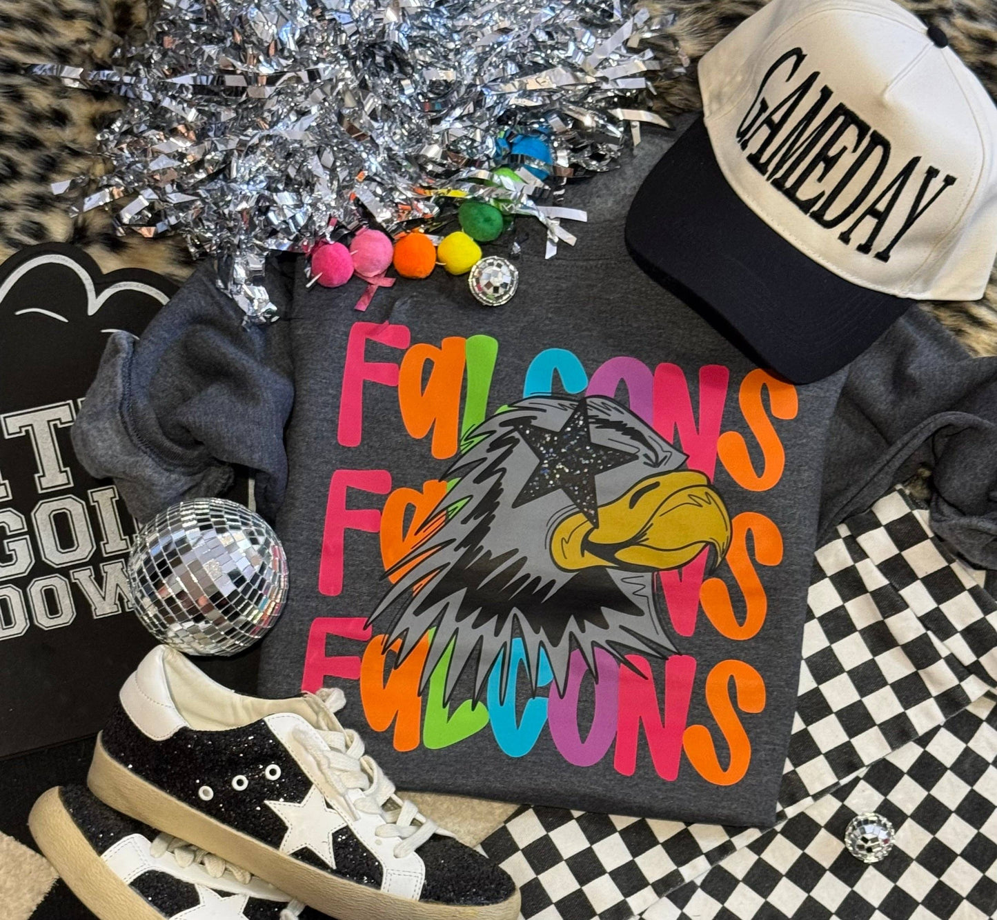 Falcons Neon Mascot Sweatshirt Unisex T-shirt, Sweatshirt, Hoodie, Long Sleeve Tee - T-Shirt, Sweatshirt, Hoodie